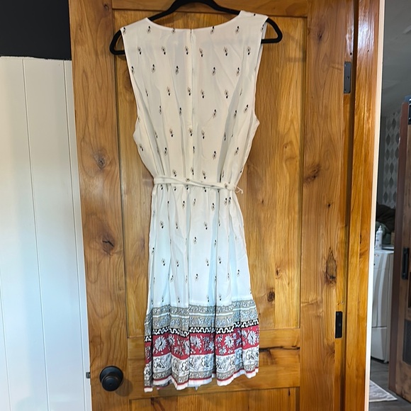 LOFT White Cream Midi Sundress V-Neck Sleeveless - Picture 4 of 5